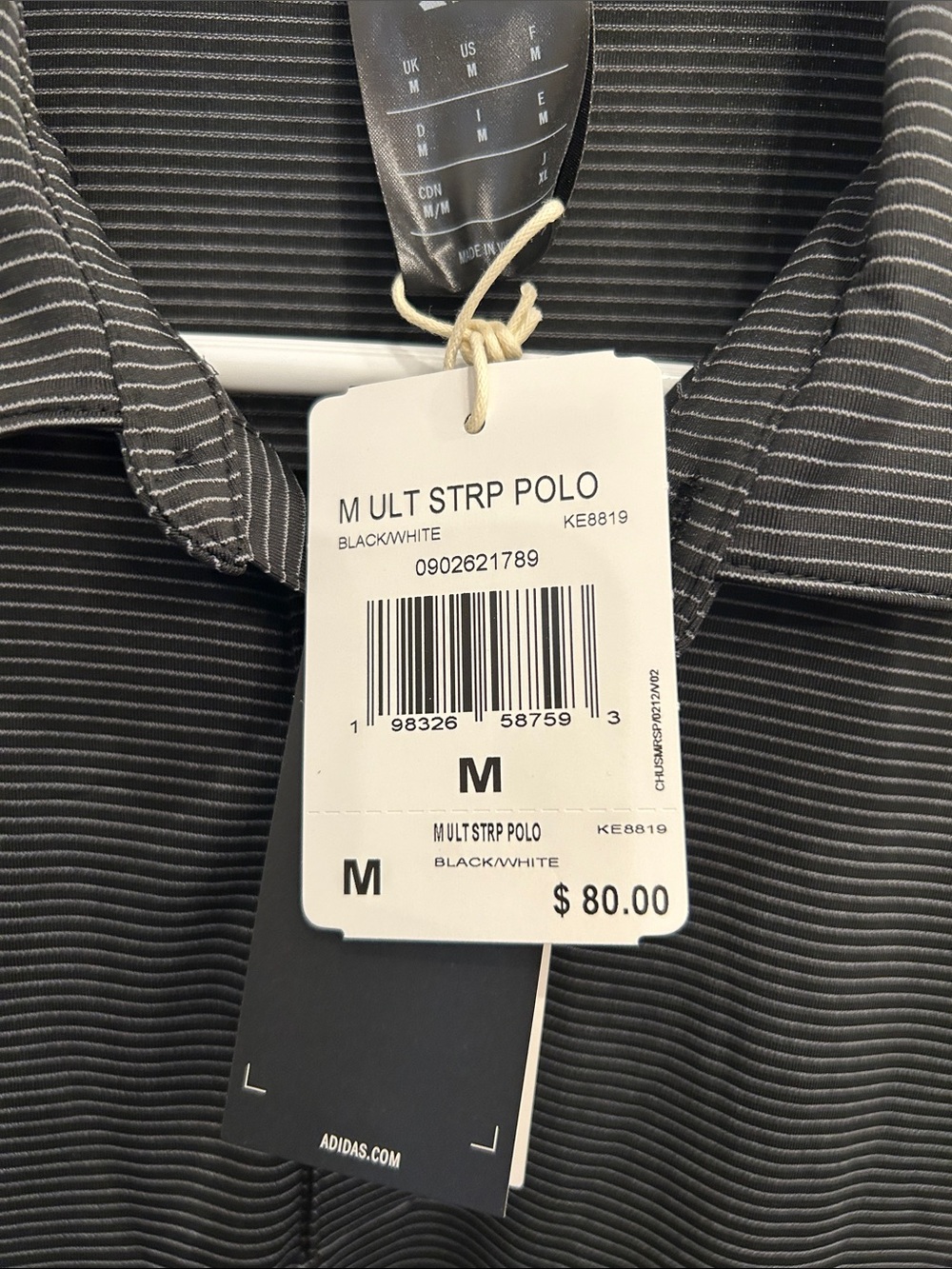adidas Men’s Black Thin-Striped Polo M - Picture 2 of 3